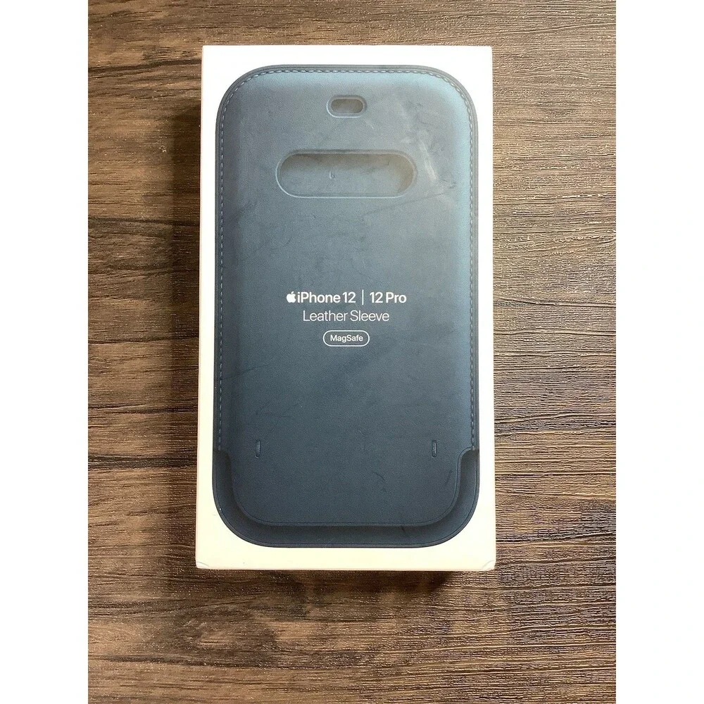 NEW Genuine Apple iPhone 12 | 12 Pro Leather Sleeve Case w/ MagSafe -Baltic Blue